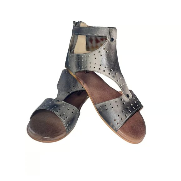 NEW ROAN by Bed Stu Kit Cutout Bosco Grey Gladiator Sandals Leather Size 8.5 - Picture 1 of 9